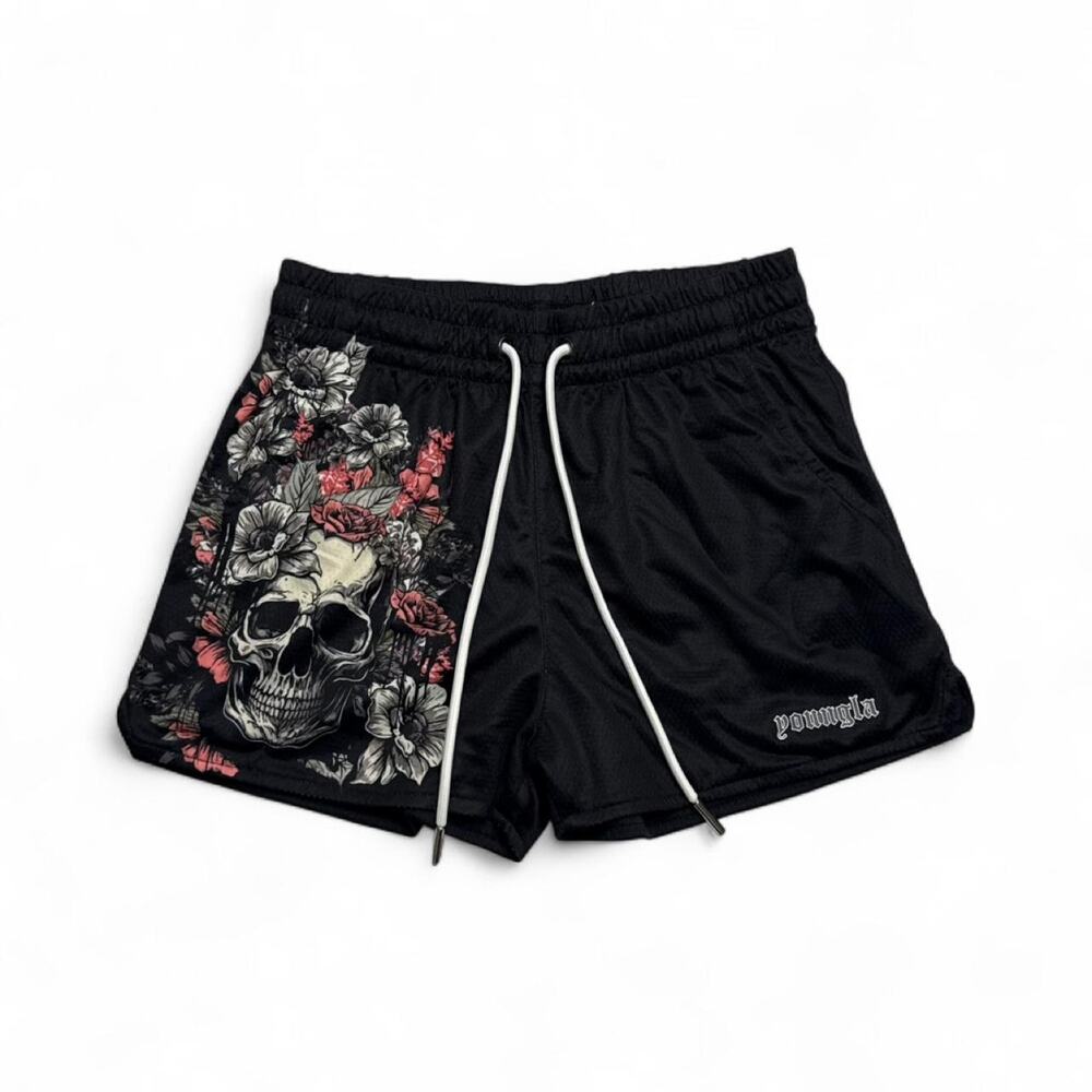 Young LA Skulls & Roses Limited Edition Shorts Size Small